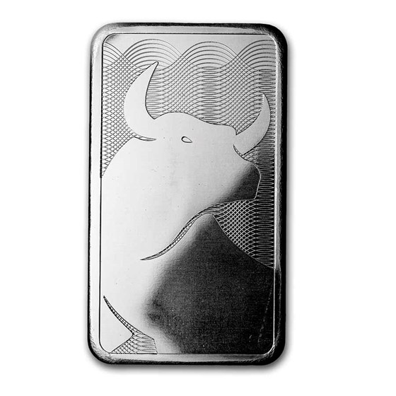 10 oz Silver Bar - Wall Street Bull