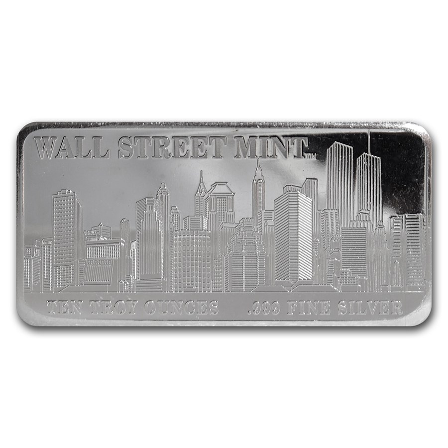 10 oz Silver Bar - Wall Street Mint (Type 1)