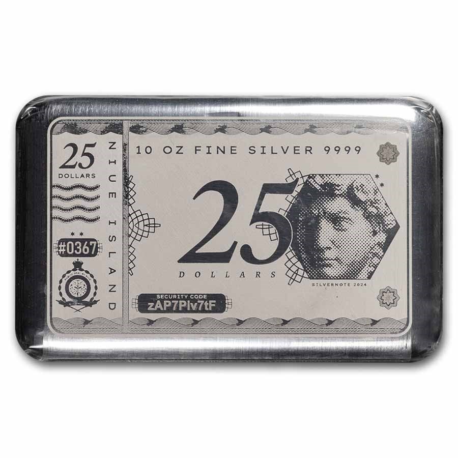 10 oz Silver Coin Bar - 2024 Niue Silver Note (Pressburg)