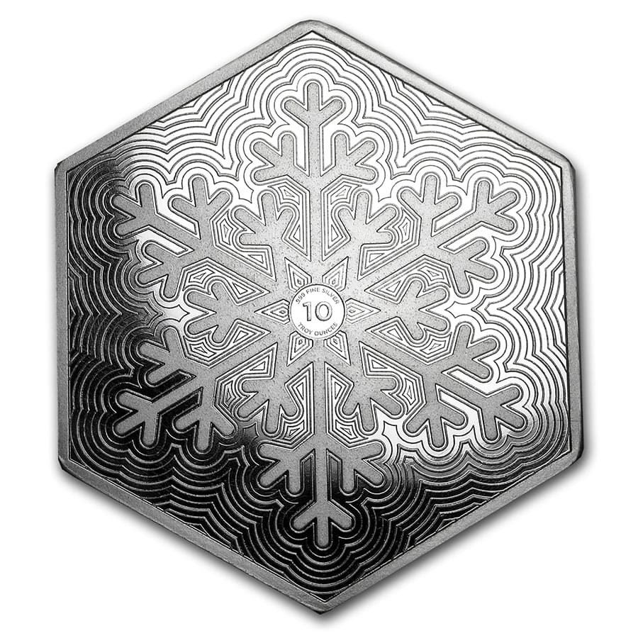 10 oz Silver Hexagon - Snowflake