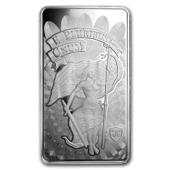 10 oz Silver High Relief Bar - Liberty and Unity 10 oz Silver High Relief Bar - Liberty and Unity