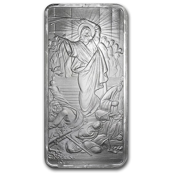 10 oz Silver Shield Bar - Jesus Clears the Temple 10 oz Silver Shield Bar - Jesus Clears the Temple