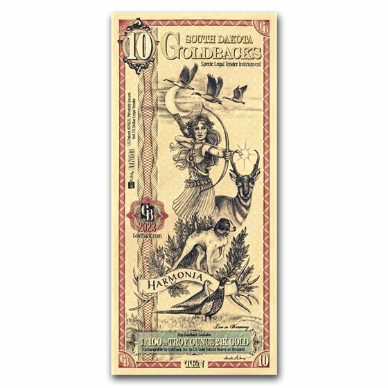 10 South Dakota Goldback - Aurum Gold Foil Note (24k) 10 South Dakota Goldback - Aurum Gold Foil Note (24k)