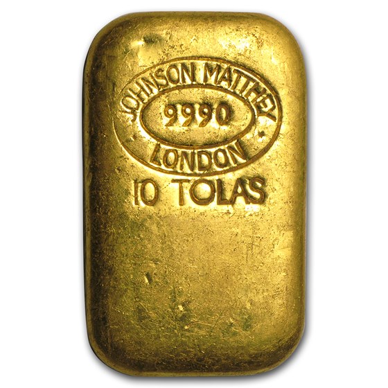 10 Tolas Gold Bar - Johnson Matthey-London (3.75 oz) 10 Tolas Gold Bar - Johnson Matthey-London (3.75 oz)