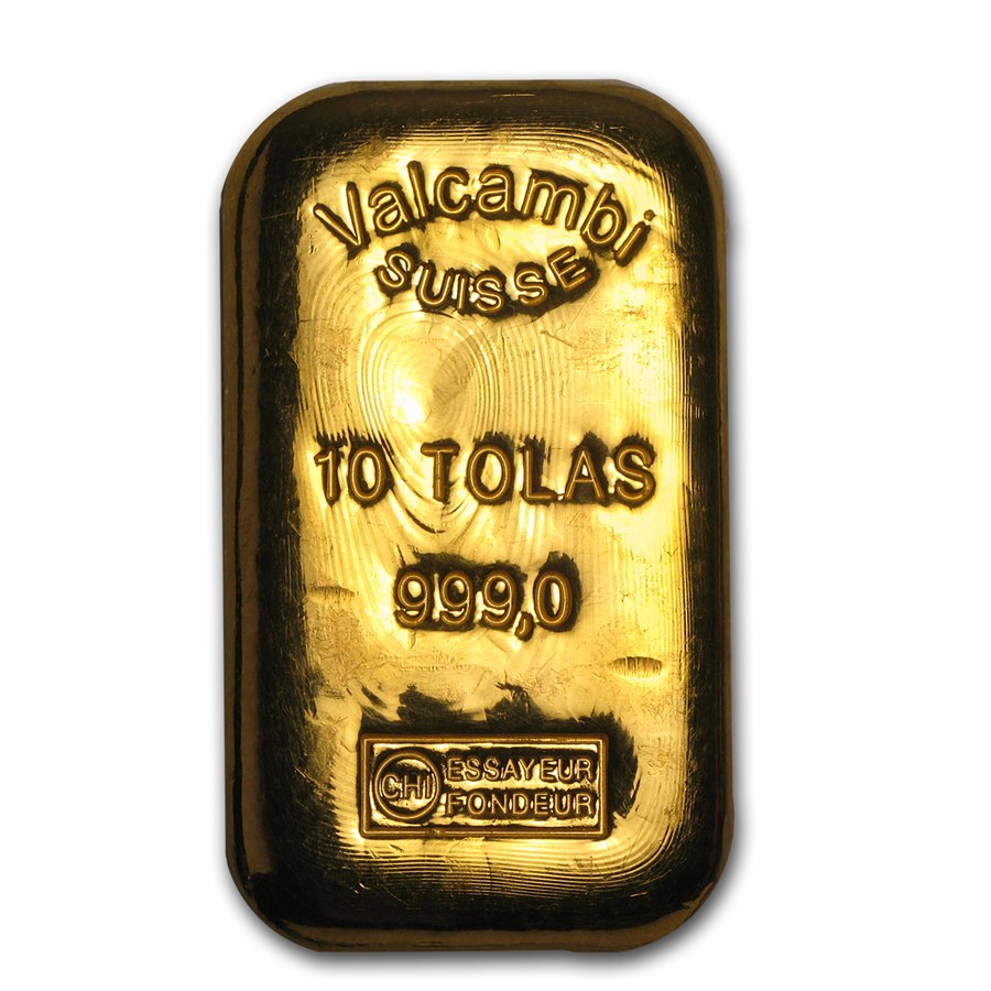 10 Tolas Gold Bar - Valcambi Suisse (3.75 oz)