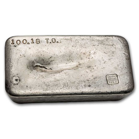 100.18 oz Silver Bar - Capital Metals (Baltimore, MD.) 100.18 oz Silver Bar - Capital Metals (Baltimore, MD.)