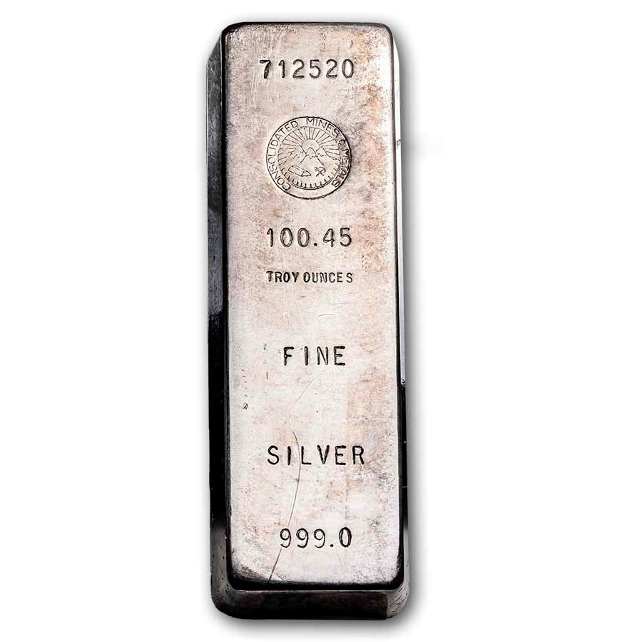 100.45 oz Silver Bar - Consolidated Mines and Metals   
