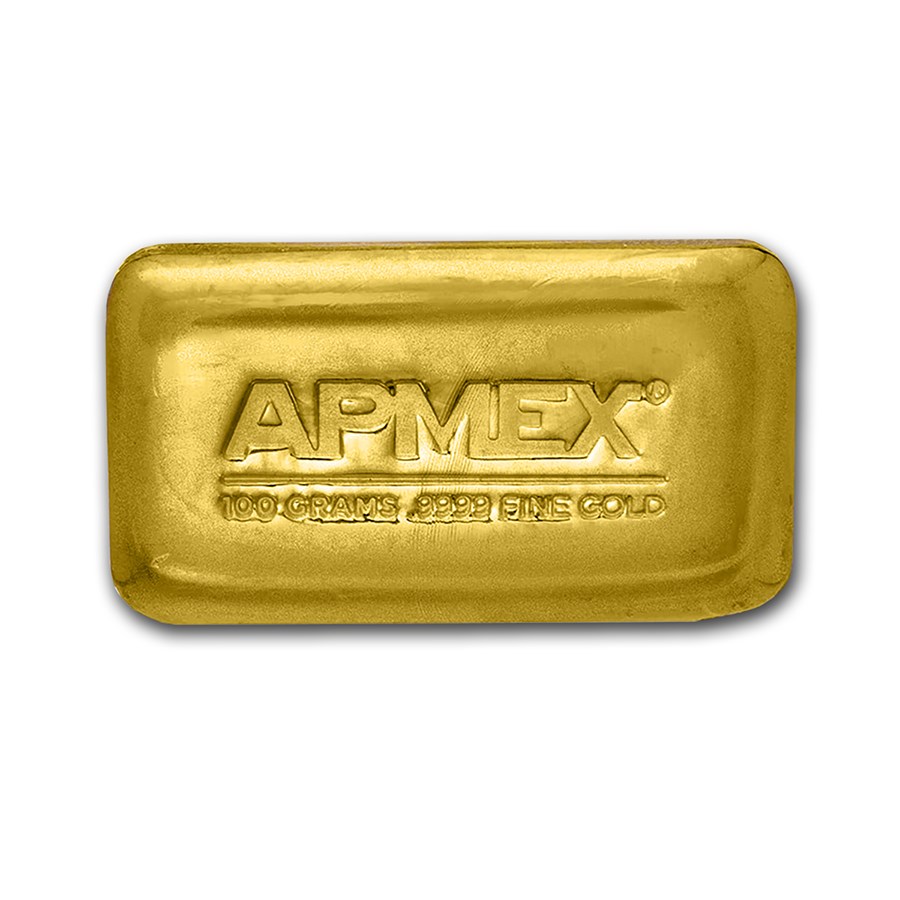100 gram Cast-Poured Gold Bar - APMEX