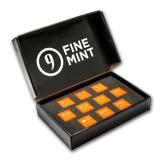 100 gram Cast-Poured Silver Bar - 9Fine Mint (10 pc. Multi-Pak) 100 gram Cast-Poured Silver Bar - 9Fine Mint (10 pc. Multi-Pak)