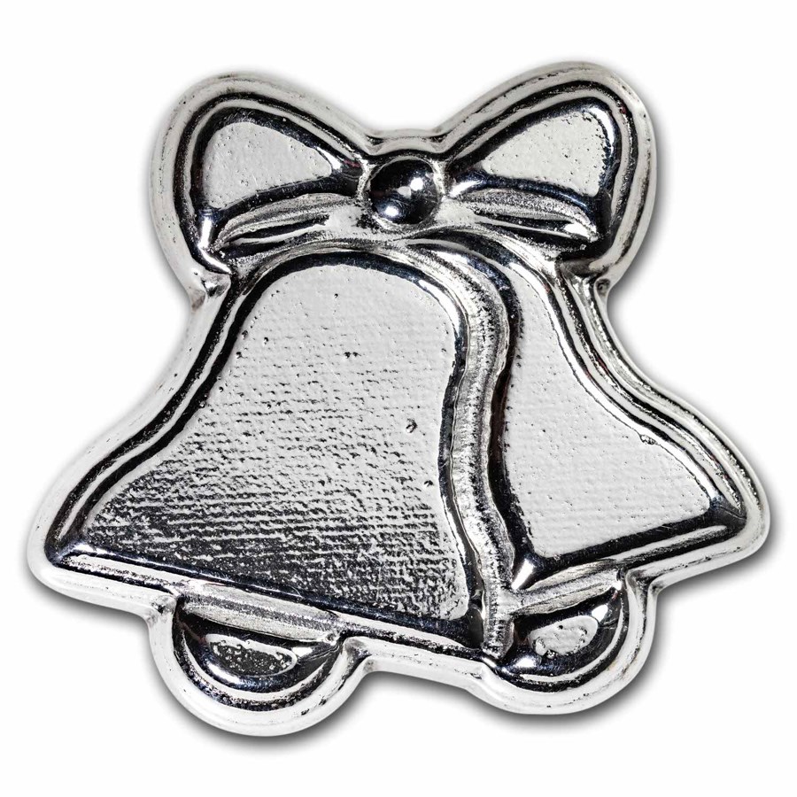 Buy 100 gram CastPoured Silver Christmas Bells APMEX
