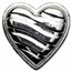 100 gram Cast-Poured Silver - Glossy Heart (Bunker Bullion)