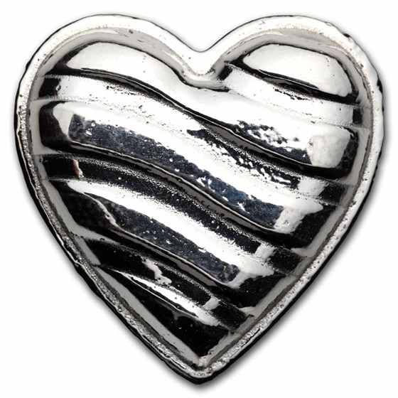 100 gram Cast-Poured Silver - Glossy Heart (Bunker Bullion) 100 gram Cast-Poured Silver - Glossy Heart (Bunker Bullion)