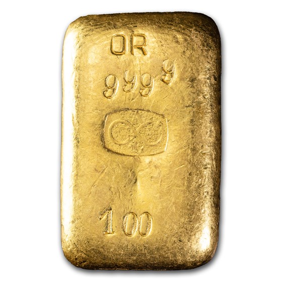 100 gram Gold Bar - AL. Buggenhout (Vintage, Poured) 100 gram Gold Bar - AL. Buggenhout (Vintage, Poured)