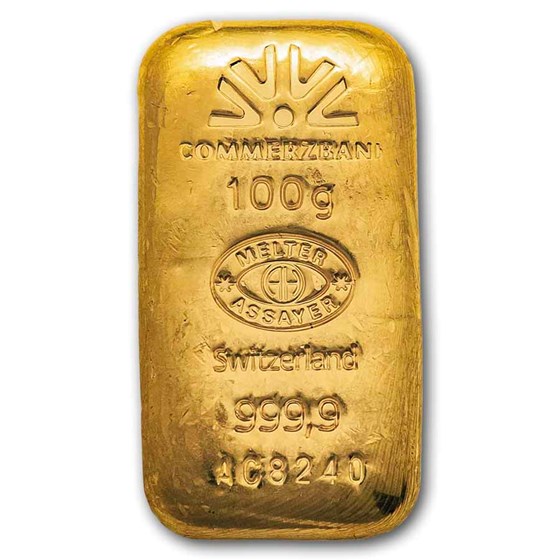 100 gram Gold Bar - Argor-Heraeus (Commerzbank)
