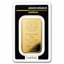 100 gram Gold Bar - Argor-Heraeus KineBar Design (In Assay)