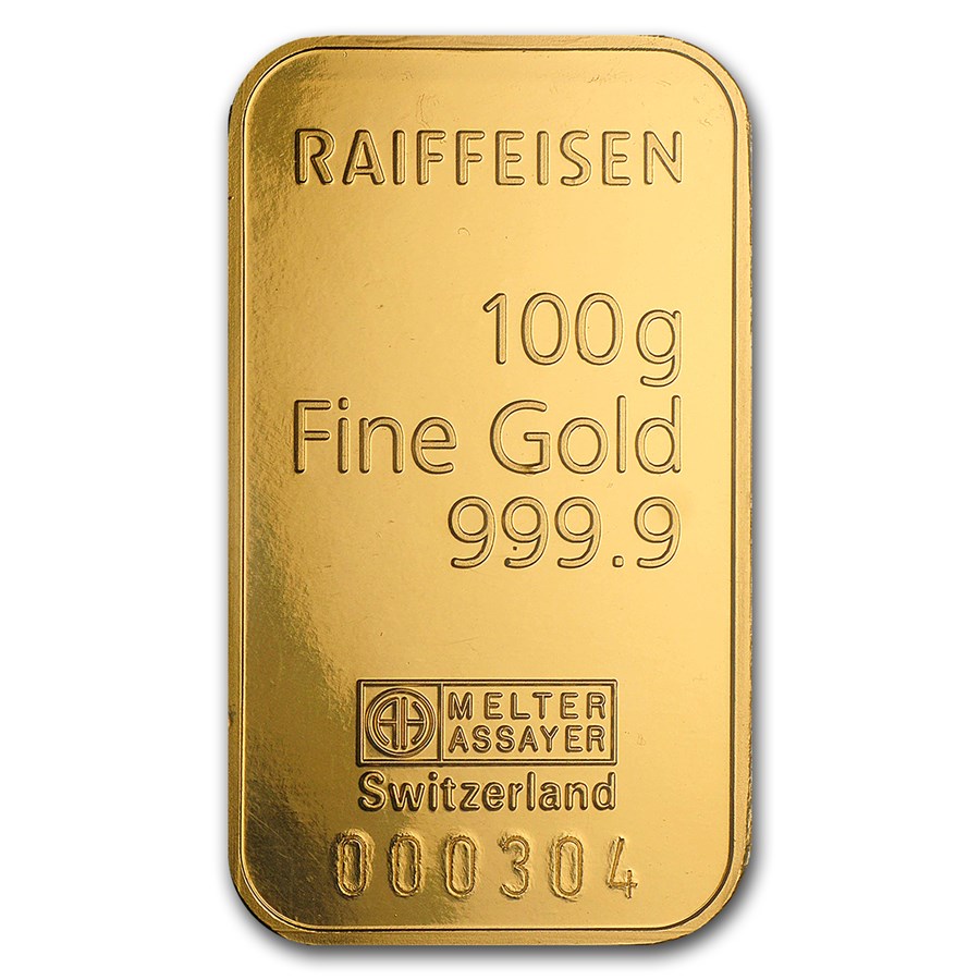 Buy 100 gram Gold Bar ArgorHeraeus (Raiffeisen, Hologram) APMEX