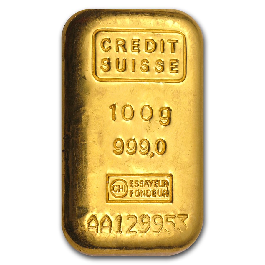 Buy 100 gram Gold Bar Credit Suisse (Loaf style) APMEX