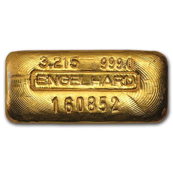 100 gram Gold Bar - Engelhard (Poured, Loaf-Style, Serial #) 100 gram Gold Bar - Engelhard (Poured, Loaf-Style, Serial #)