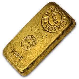 100 gram Gold Bar - Engelhard (Rothschild)