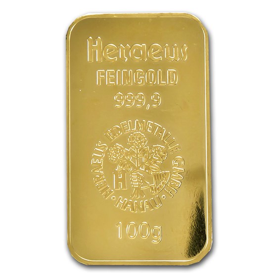 Buy 100 gram Gold Bar Heraeus (Hanau, Germany, w/Flower) APMEX