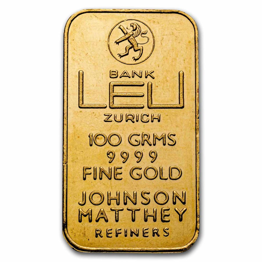 100 gram Gold Bar - Johnson Matthey (Leu Bank)