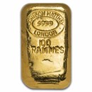 100 gram Gold Bar - Johnson Matthey-London (Grammes, Poured)