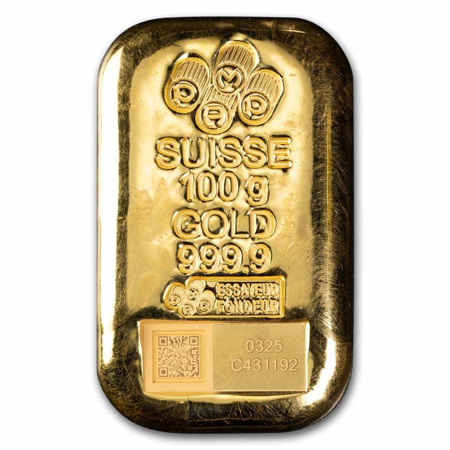 100 gram Gold Bar - PAMP Suisse (Cast w/ Engraved QR Code)