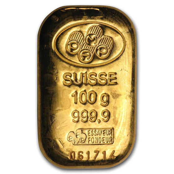 100 gram Gold Bar - PAMP Suisse (Cast w/o COA) 100 gram Gold Bar - PAMP Suisse (Cast w/o COA)