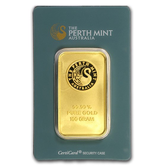 100 gram Gold Bar - Perth Mint (Classic, Green Assay) 100 gram Gold Bar - Perth Mint (Classic, Green Assay)