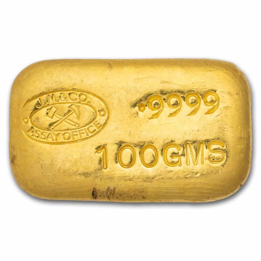 100 gram Gold Square - Johnson Matthey (Poured, J.M. &Co.)