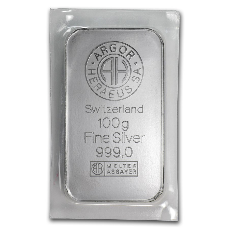 Buy 100 gram Silver Bar ArgorHeraeus (Pressed) APMEX