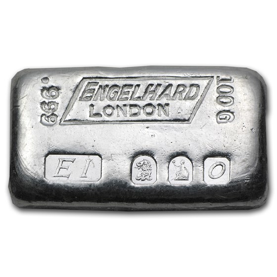 100 gram Silver Bar - Engelhard (London/Britannia/1963)