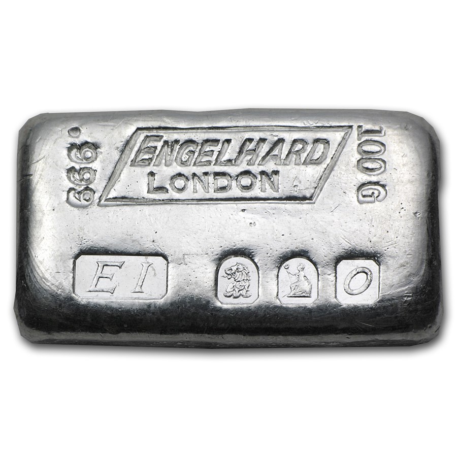 100 gram Silver Bar - Engelhard (London/Britannia/1963)