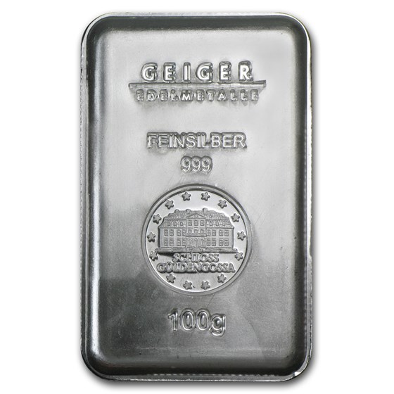 100 gram Silver Bar - Geiger (Security Line Series) 100 gram Silver Bar - Geiger (Security Line Series)