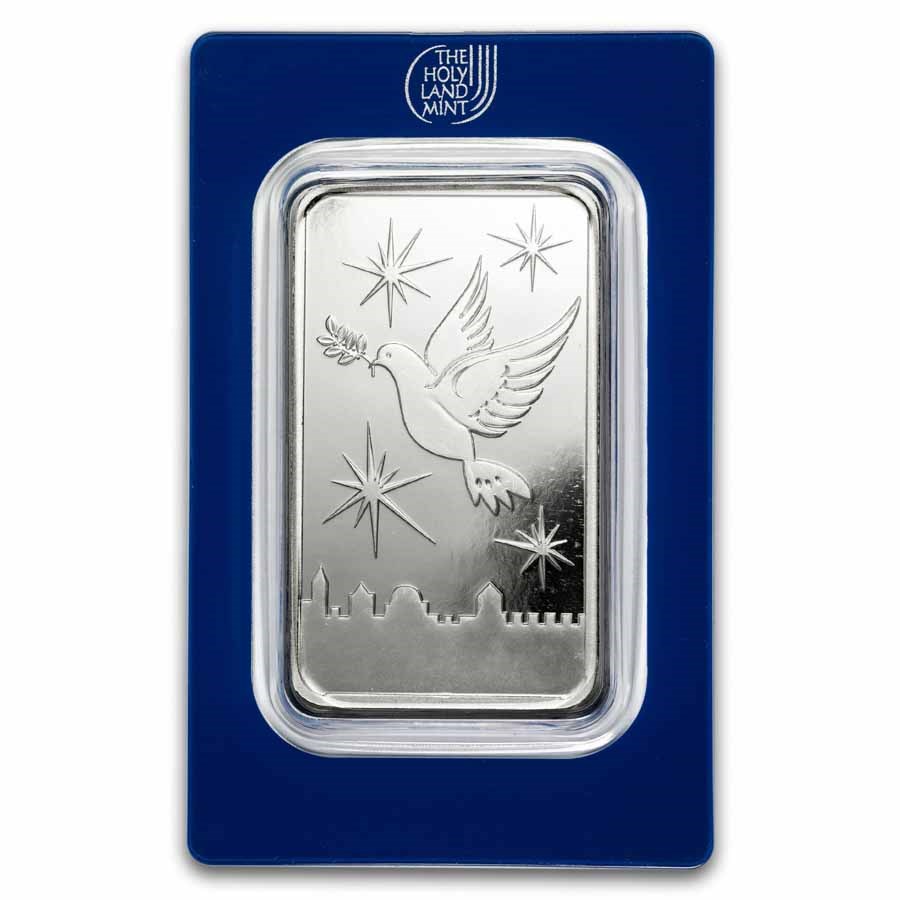 100 gram Silver Bar - Holy Land Mint (Dove of Peace)