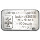 100 gram Silver Bar - Johnson Matthey (London/Schweizerischer)