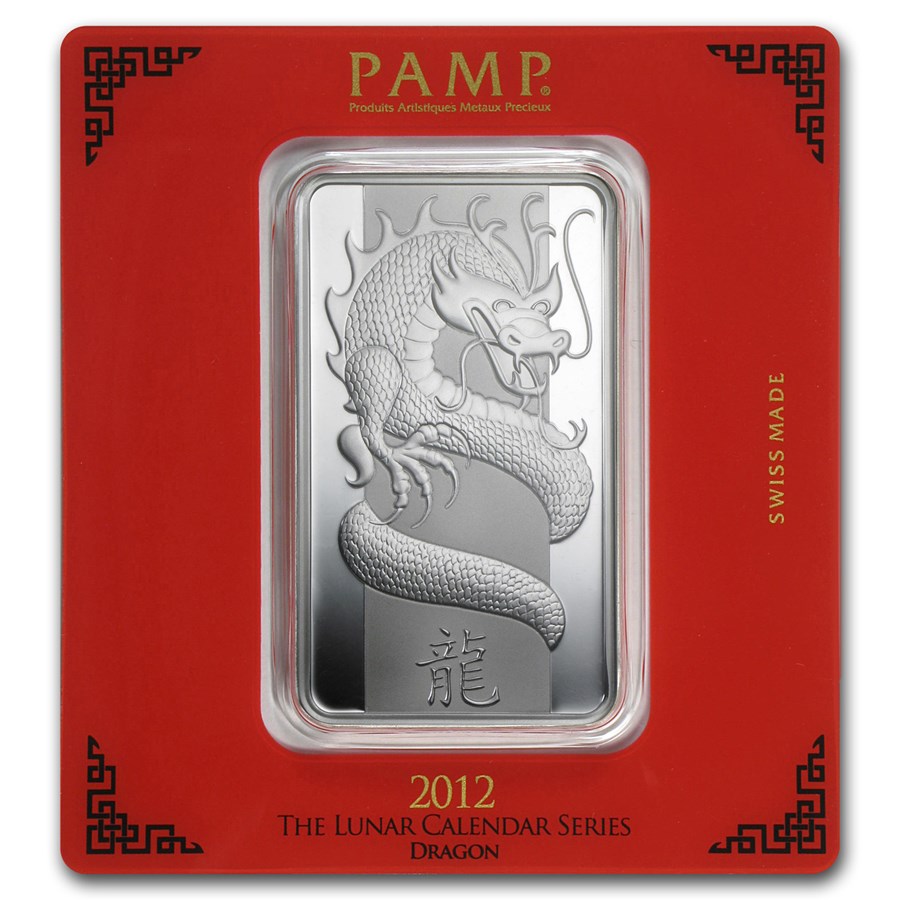 100 gram Silver Bar - PAMP Suisse (Year of the Dragon)