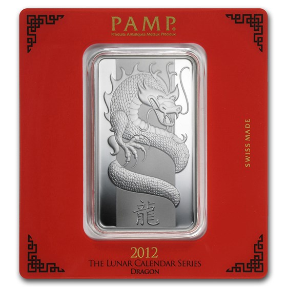 100 gram Silver Bar - PAMP Suisse (Year of the Dragon) 100 gram Silver Bar - PAMP Suisse (Year of the Dragon)