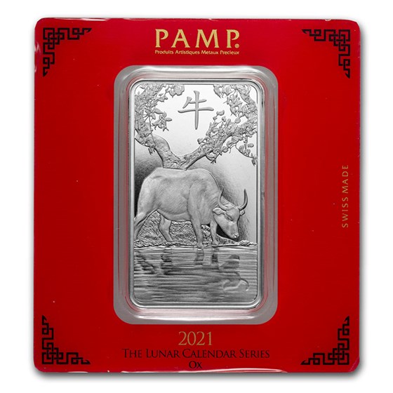 100 gram Silver Bar - PAMP Suisse (Year of the Ox) 100 gram Silver Bar - PAMP Suisse (Year of the Ox)