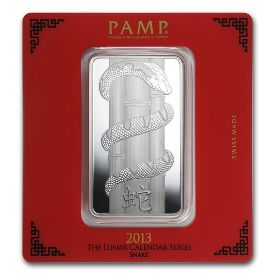 100 gram Silver Bar - PAMP Suisse (Year of the Snake) 100 gram Silver Bar - PAMP Suisse (Year of the Snake)