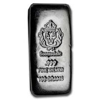 100 gram Silver Cast-Poured Bar - Scottsdale Mint