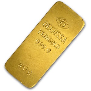 100 gram Vault-Style Gold Bar - Degussa
