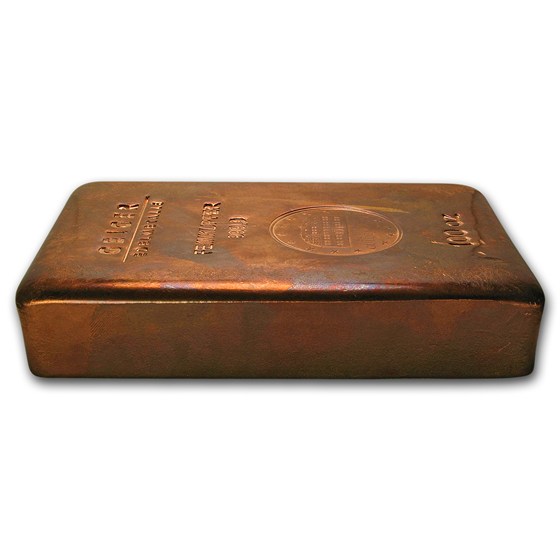 Buy 100 oz Copper Bar - Geiger (Poured, .9999 Fine, Tarnished) | APMEX