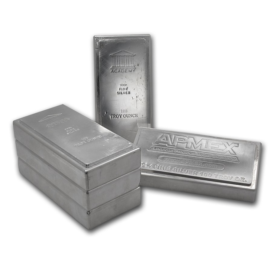 Buy 100 oz Silver Bar - Brand Name (Stackable/Secondary Market) | APMEX