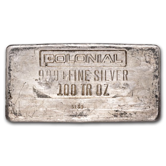 100 oz Silver Bar - Colonial Refining, Inc, Vintage