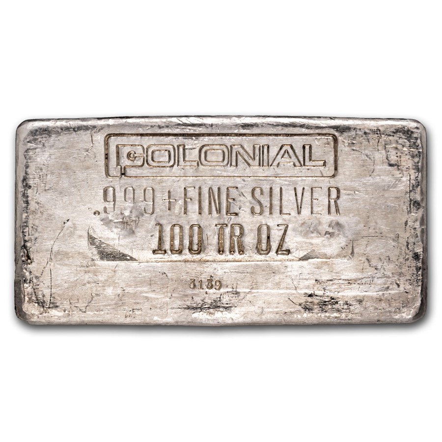 100 oz Silver Bar - Colonial Refining, Inc, Vintage