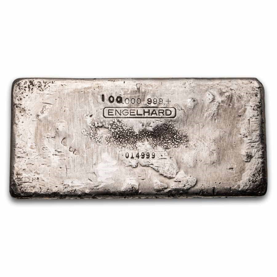 100 oz Silver Bar - Engelhard (1st Ser., Double Stamp Error)