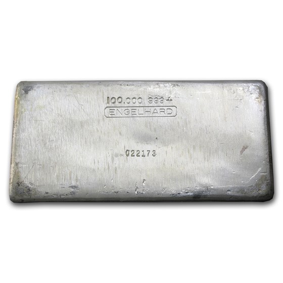 100 oz Silver Bar - Engelhard (First Generation, Poured) 100 oz Silver Bar - Engelhard (First Generation, Poured)