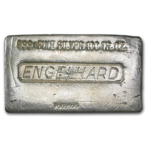 100 oz Silver Bar - Engelhard (Poured) 100 oz Silver Bar - Engelhard (Poured)