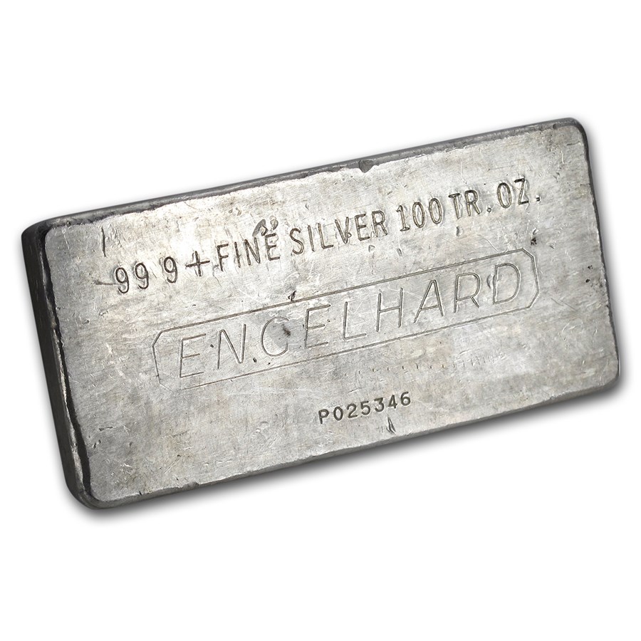 100 oz Silver Bar - Engelhard (Vintage/Poured)